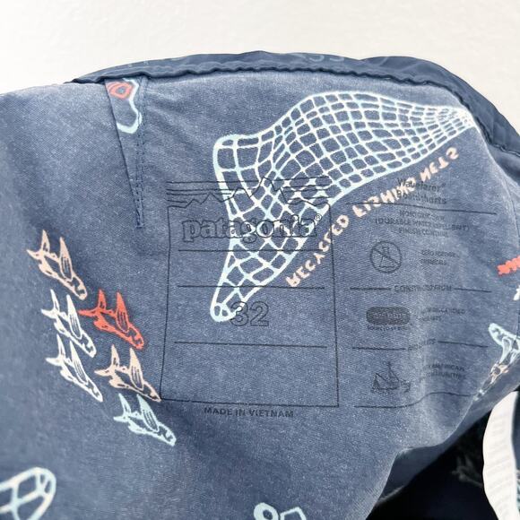 [Patagonia] Tidepool Blue Clean Currents Men's Wavefarer Boardshorts Surf Sz 32 - Picture 10 of 12